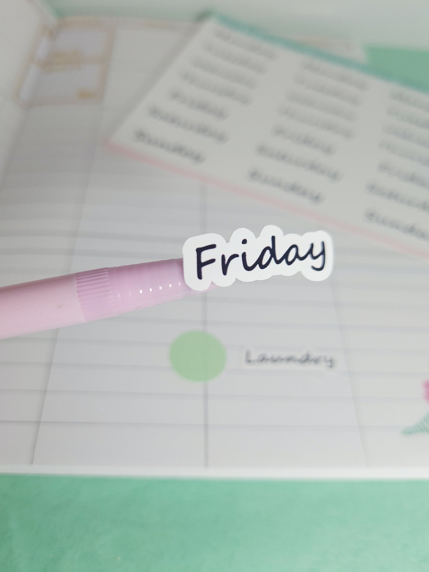 Days of the week sticker sheet