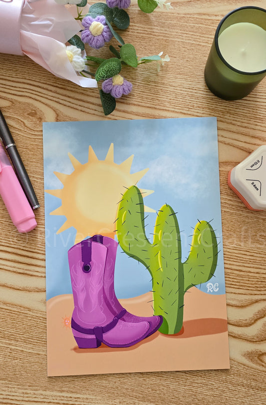 Cowboy/girl scene A4 Print