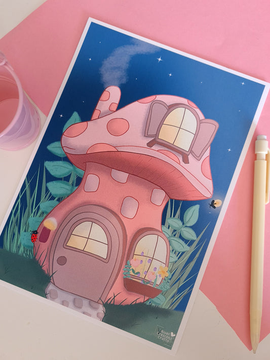 Fairy house| mushroom| toadstool A5 print