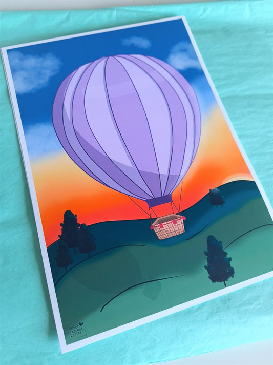 Hot air balloon scenery print