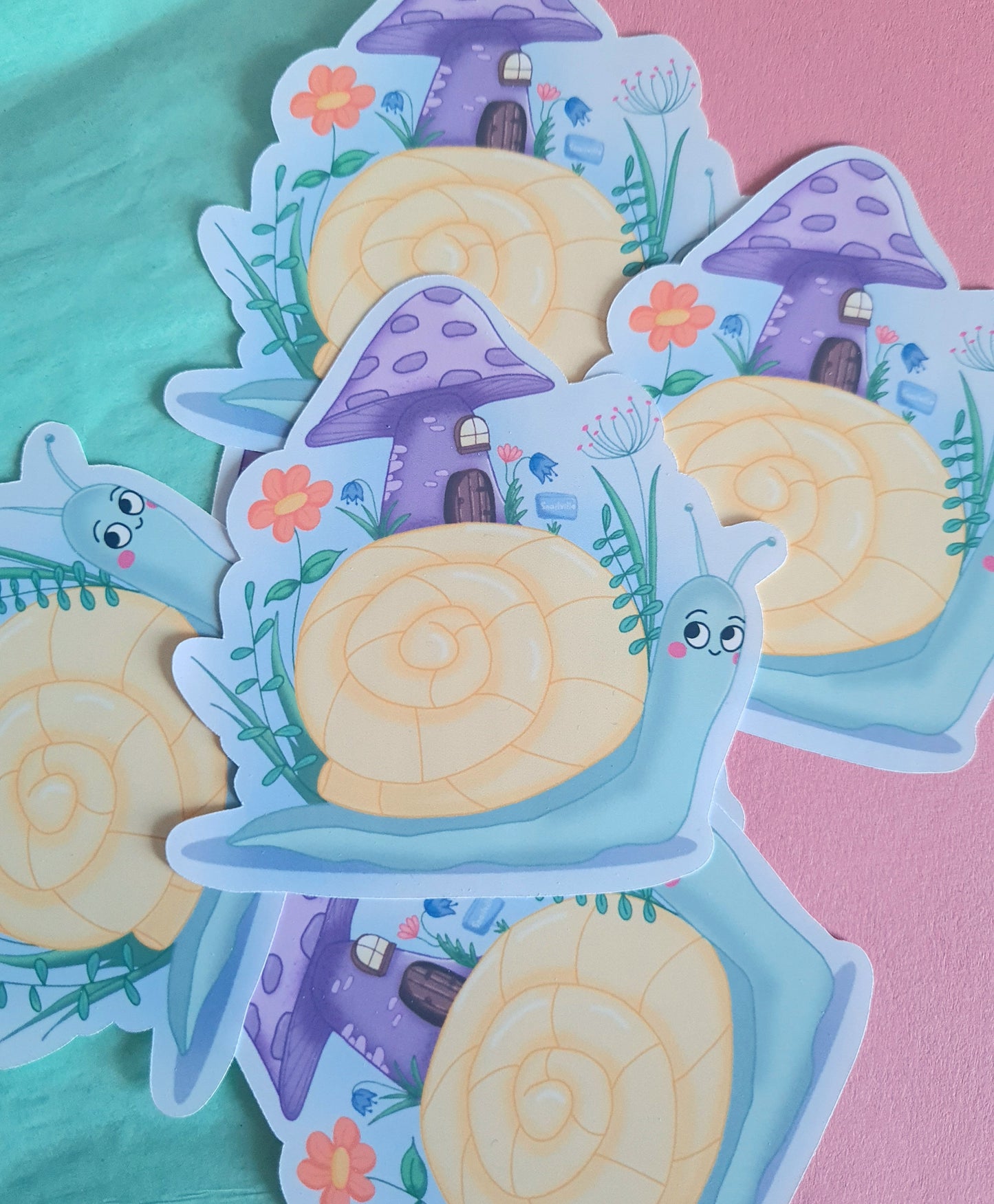 Snail village vinyl sticker