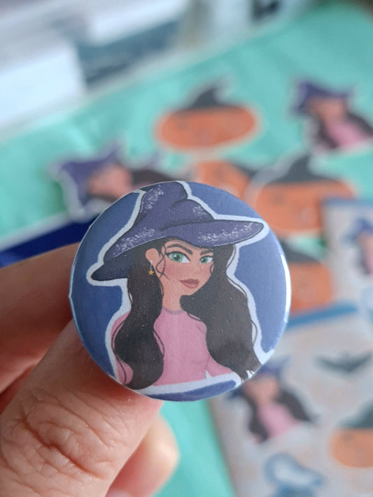 Witch Halloween button badge