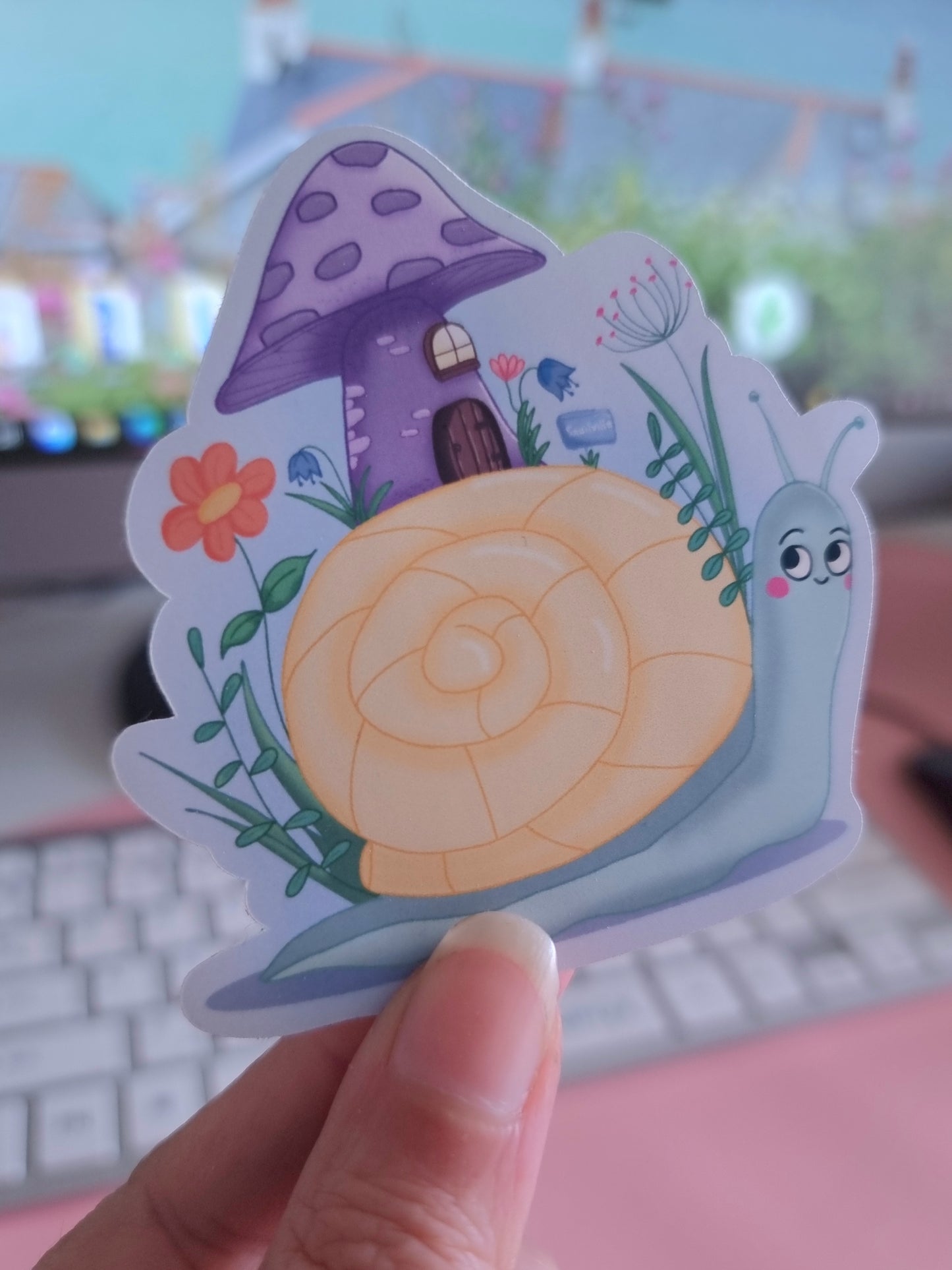 Snail village vinyl sticker