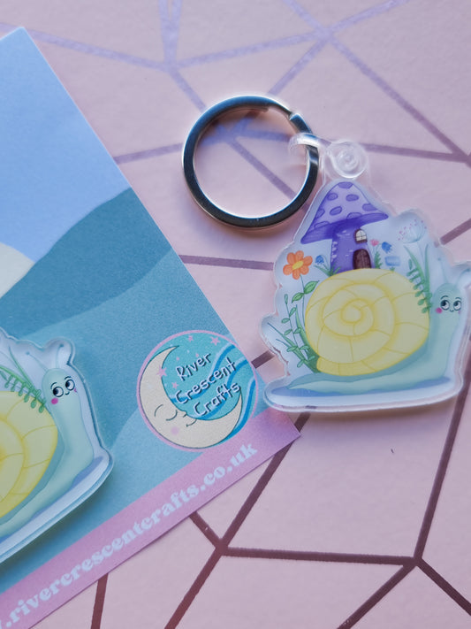 Snail village acrylic keyring