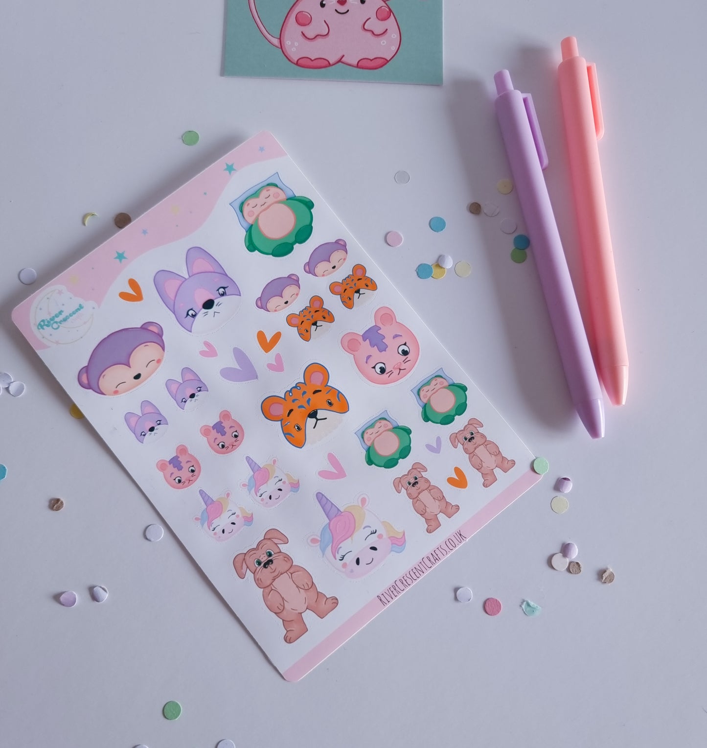 Cute animal heads sticker sheet