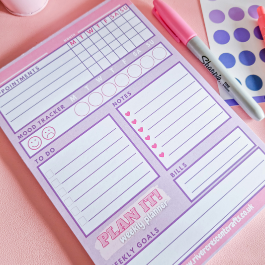 Plan it! A5 weekly notepad planner.