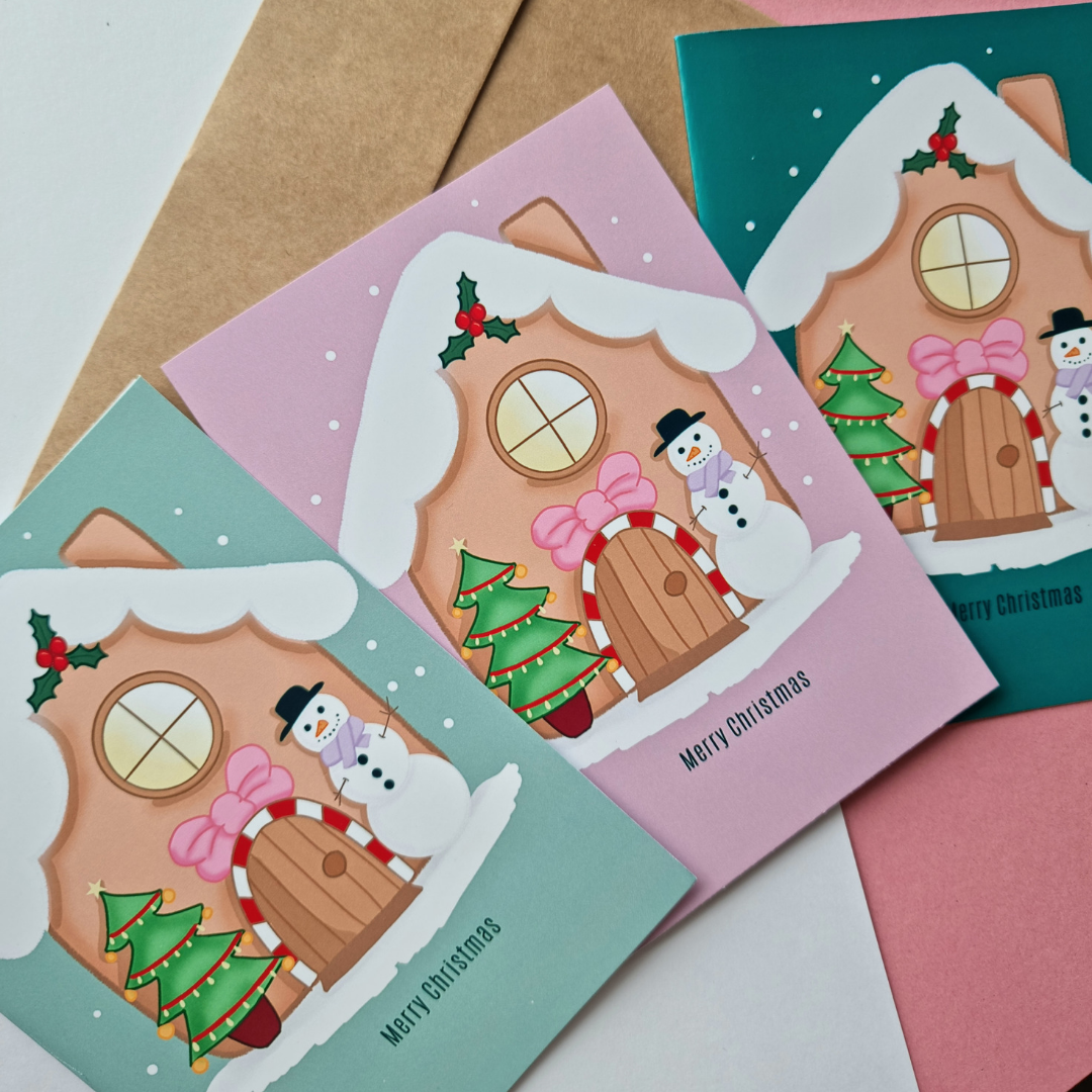 Gingerbread Christmas house card pack