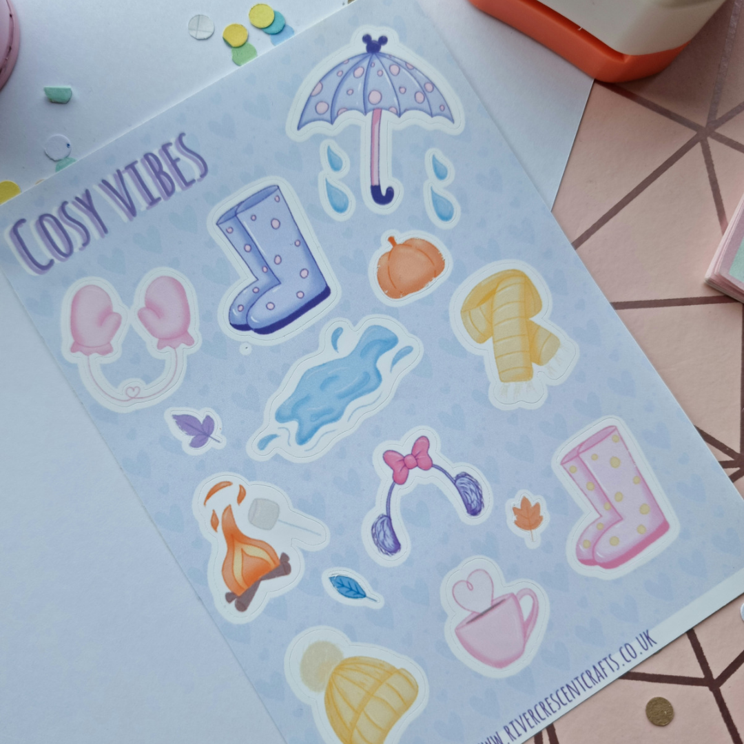 Cosy autumnal vibes sticker sheet