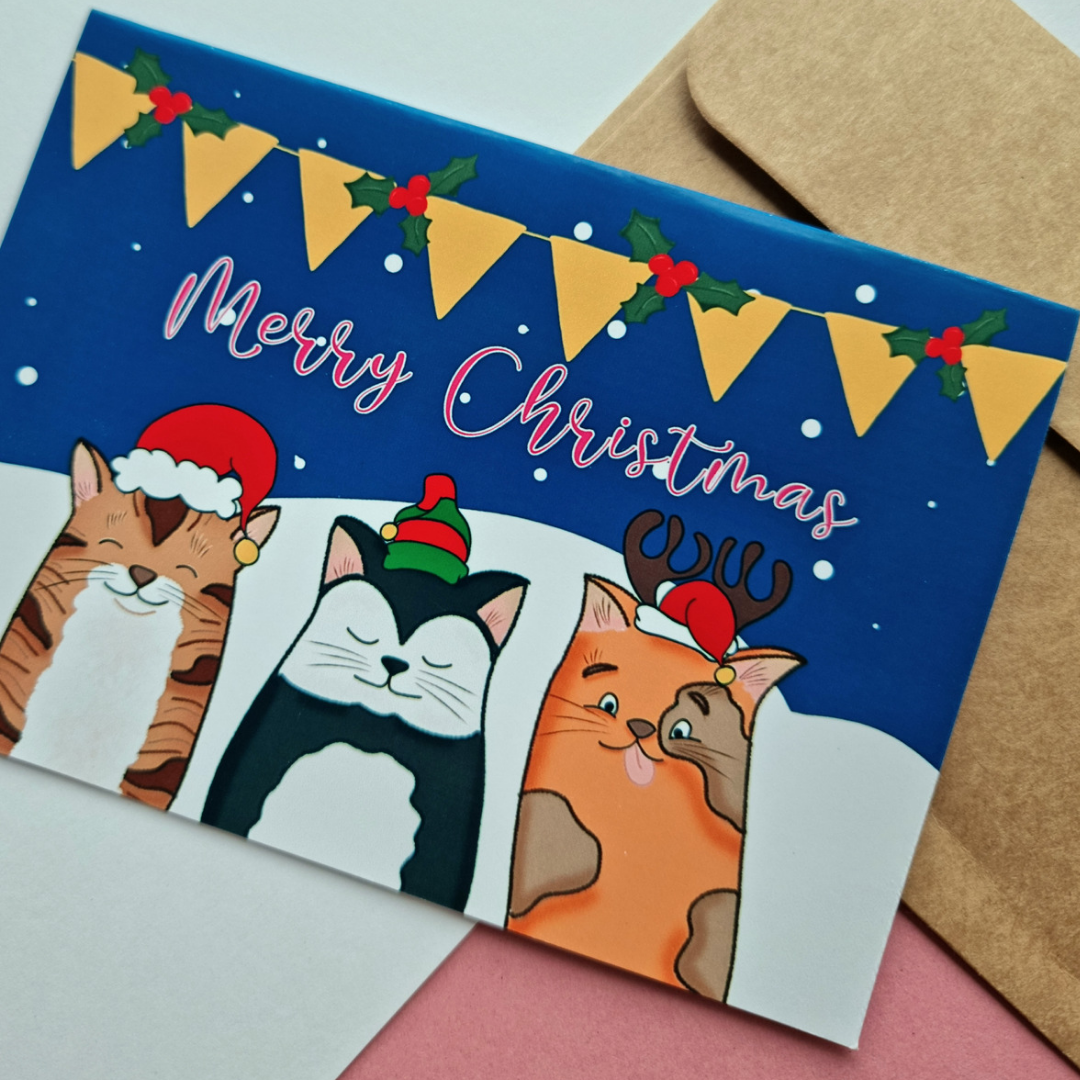 Cute kitty cat Christmas card