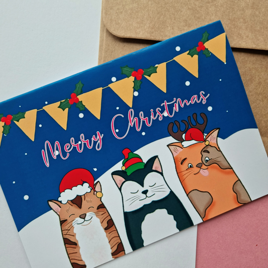 Cute kitty cat Christmas card