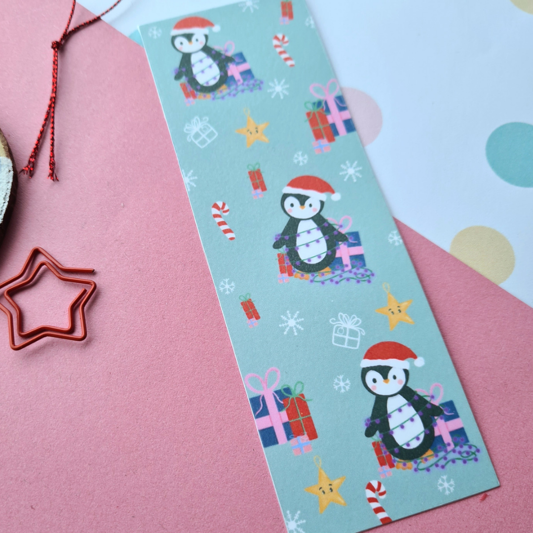 Penguin Christmas bookmark