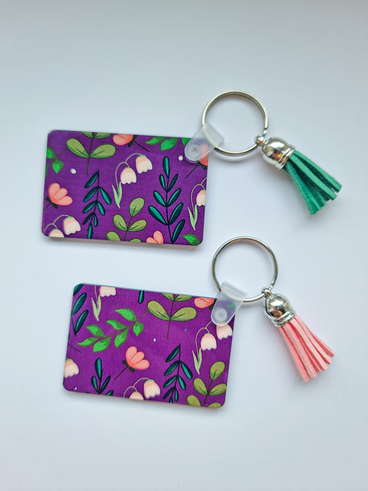 Purple floral tassel keyring