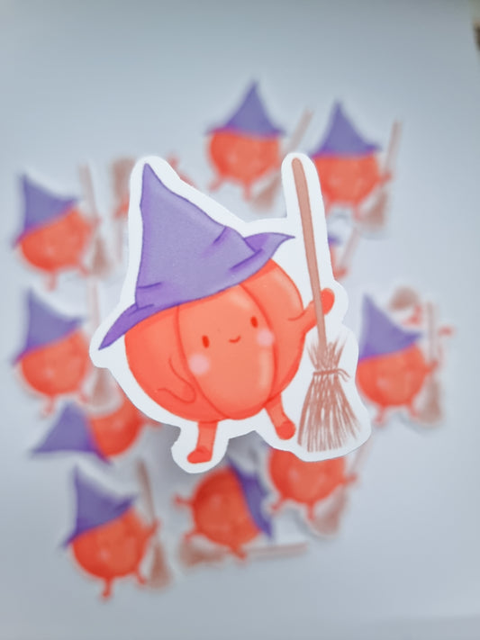 Cute witch pumpkin stickers