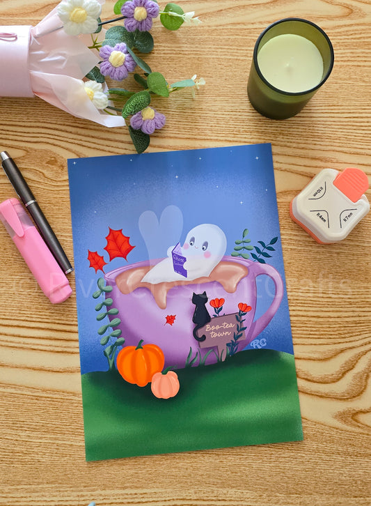 Boo-tea town A4 Print