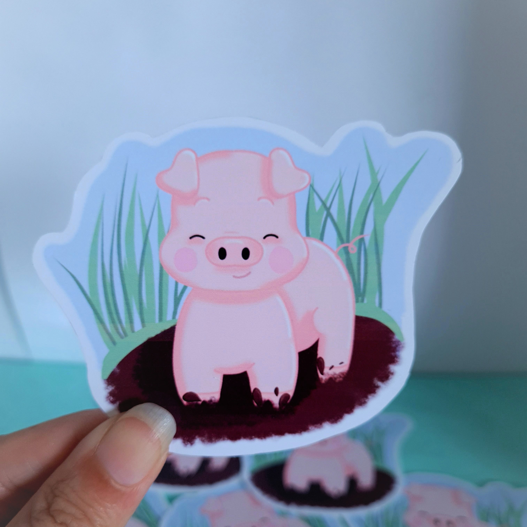 Muddy Pig matte vinyl sticker