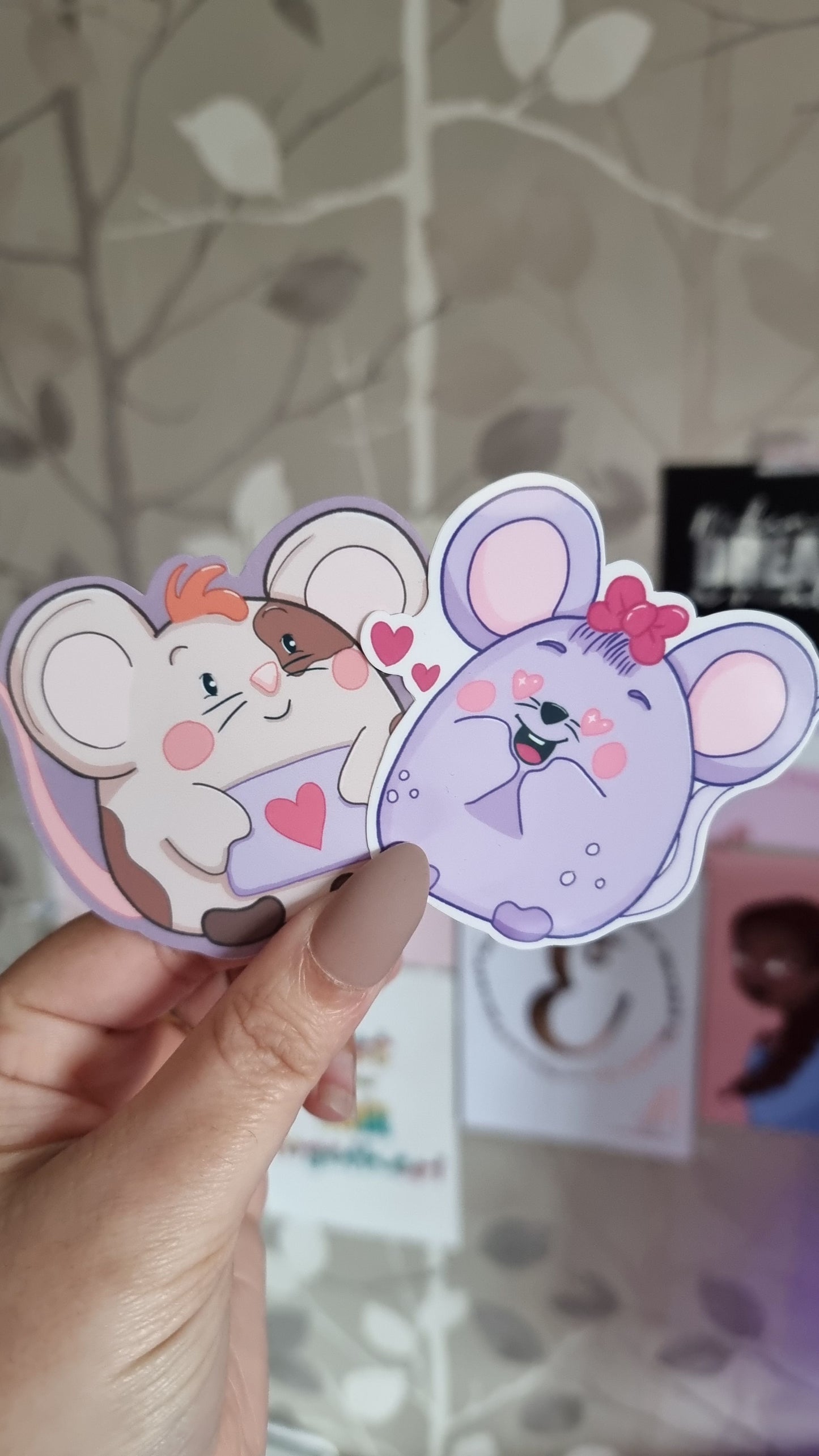 Cute mouse couple gloss stickers.