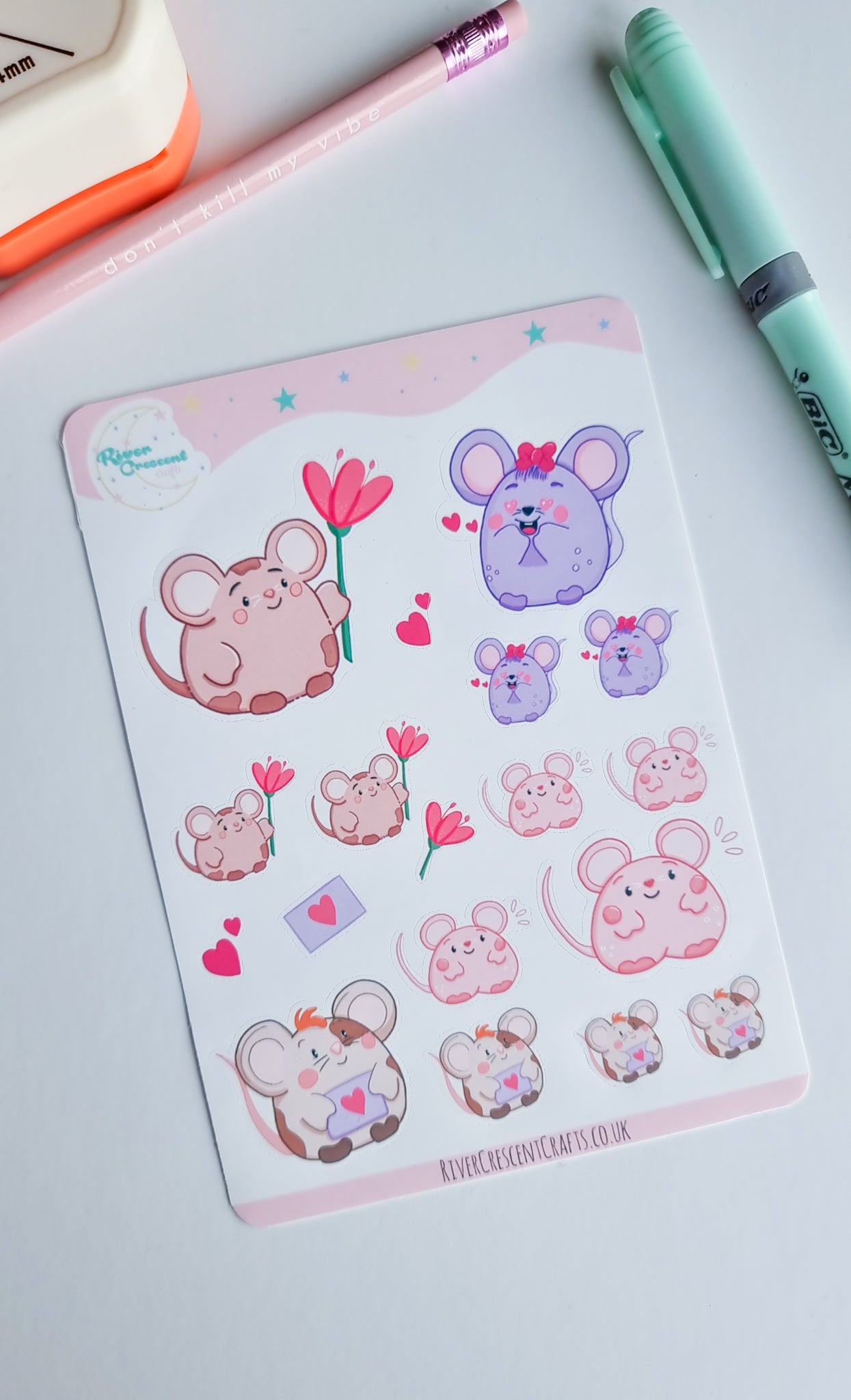 Little love mice sticker sheet