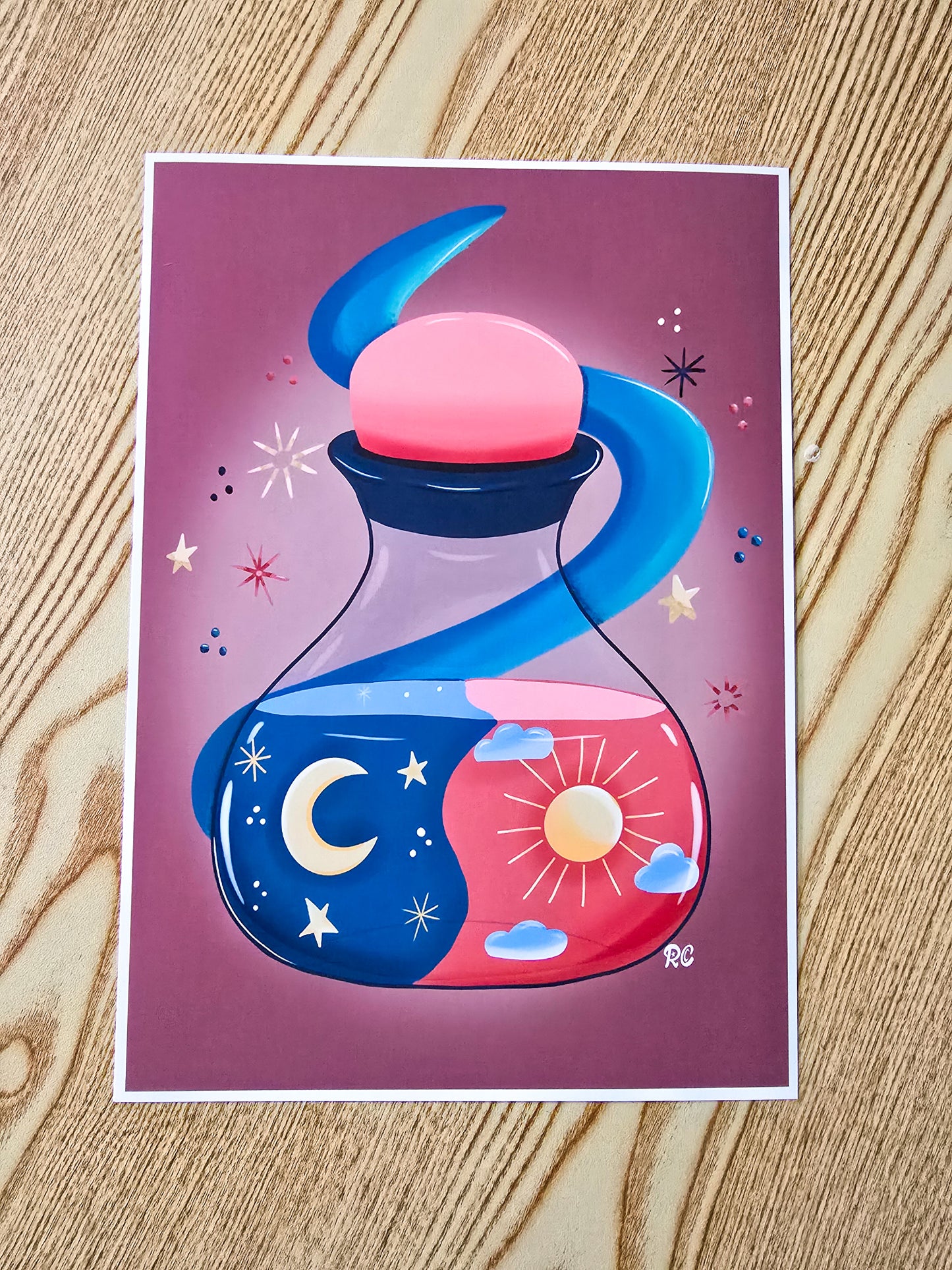 Sun and moon potion bottle art print