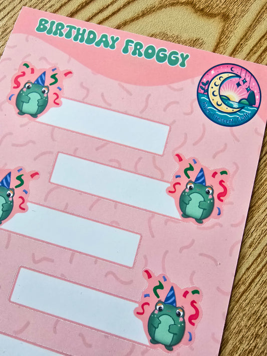 Birthday froggy sticker labels