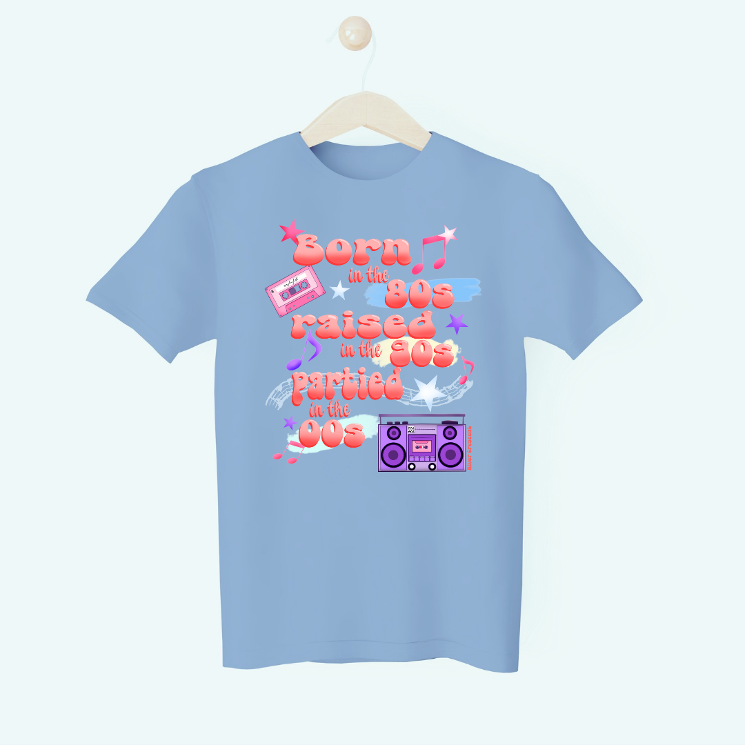 'Born in the 80s' Short sleeve crew neck slogan T-shirt